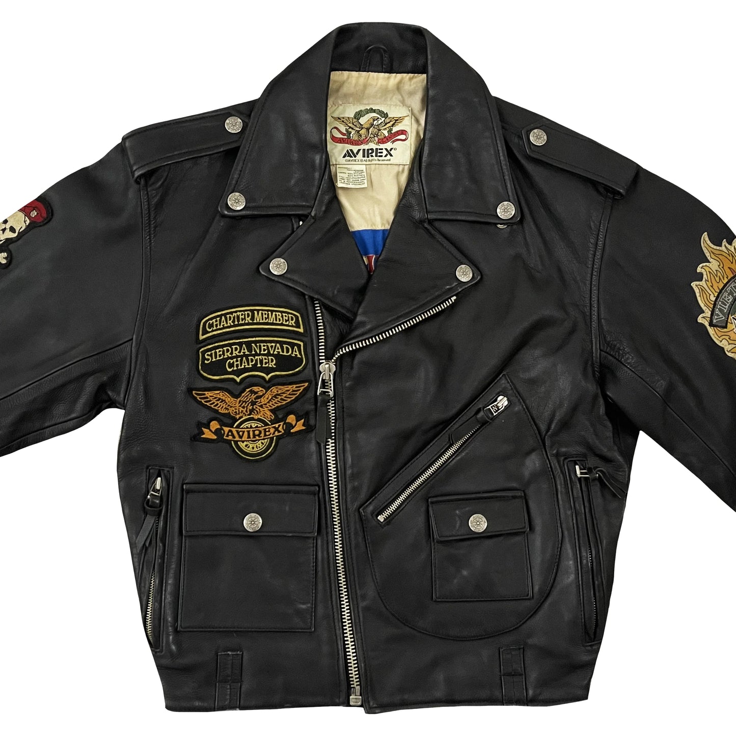 Avirex Cold War Leather Biker Motorcycle Jacket - S