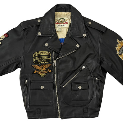 Avirex Cold War Leather Biker Motorcycle Jacket - S