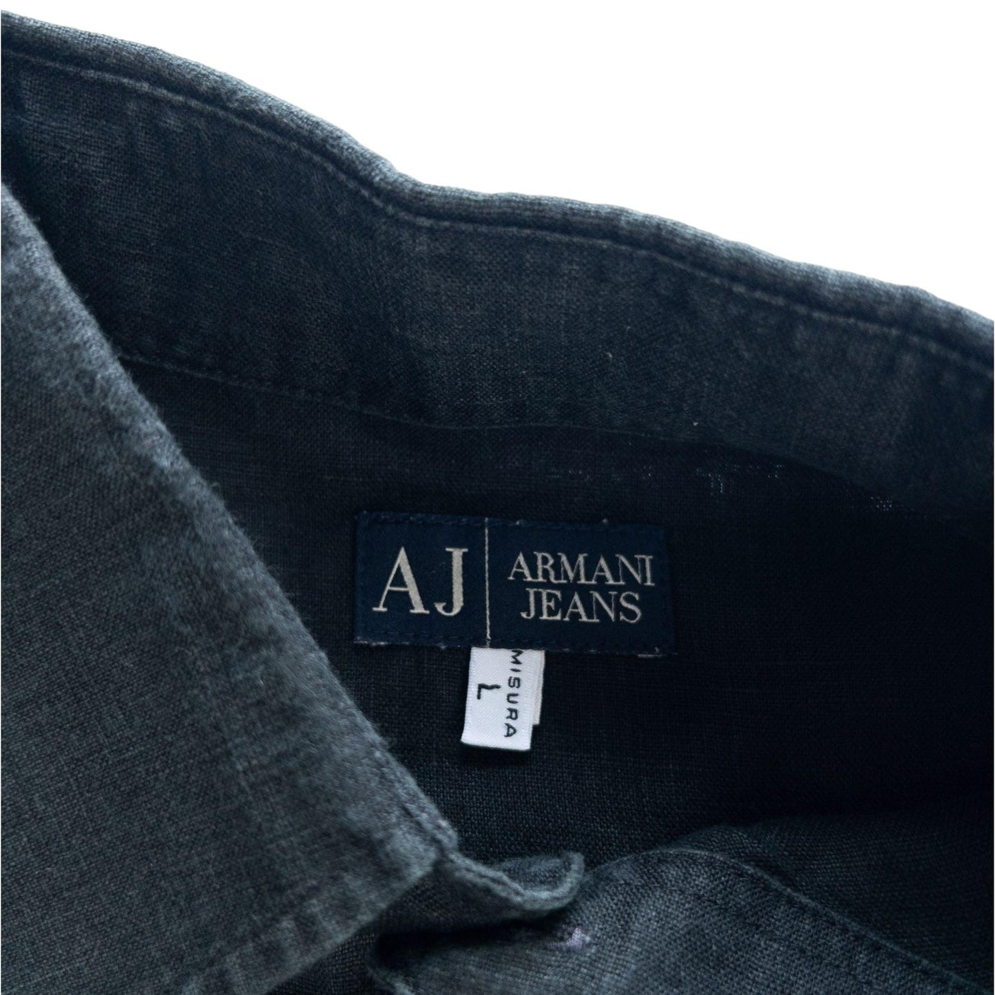 Vintage Armani Jeans Linen Button Up Shirt Size L
