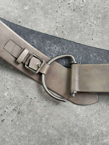 Vintage 1990s Leather Chunky D Ring Belt - One size