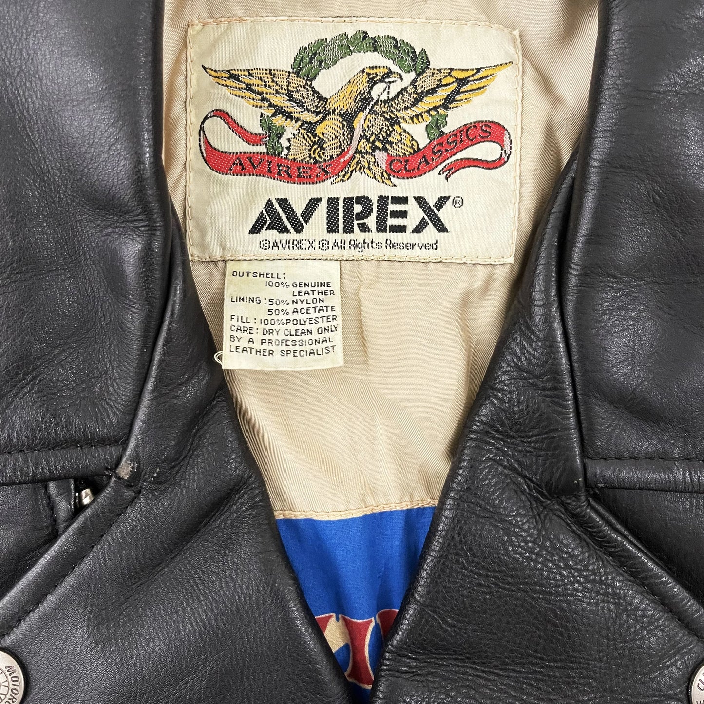 Avirex Cold War Leather Biker Motorcycle Jacket - S