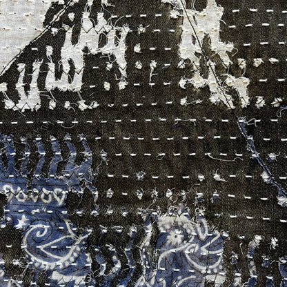 Boro Patchwork Sashiko Distressed Jeans - W32" | W32, Indigo