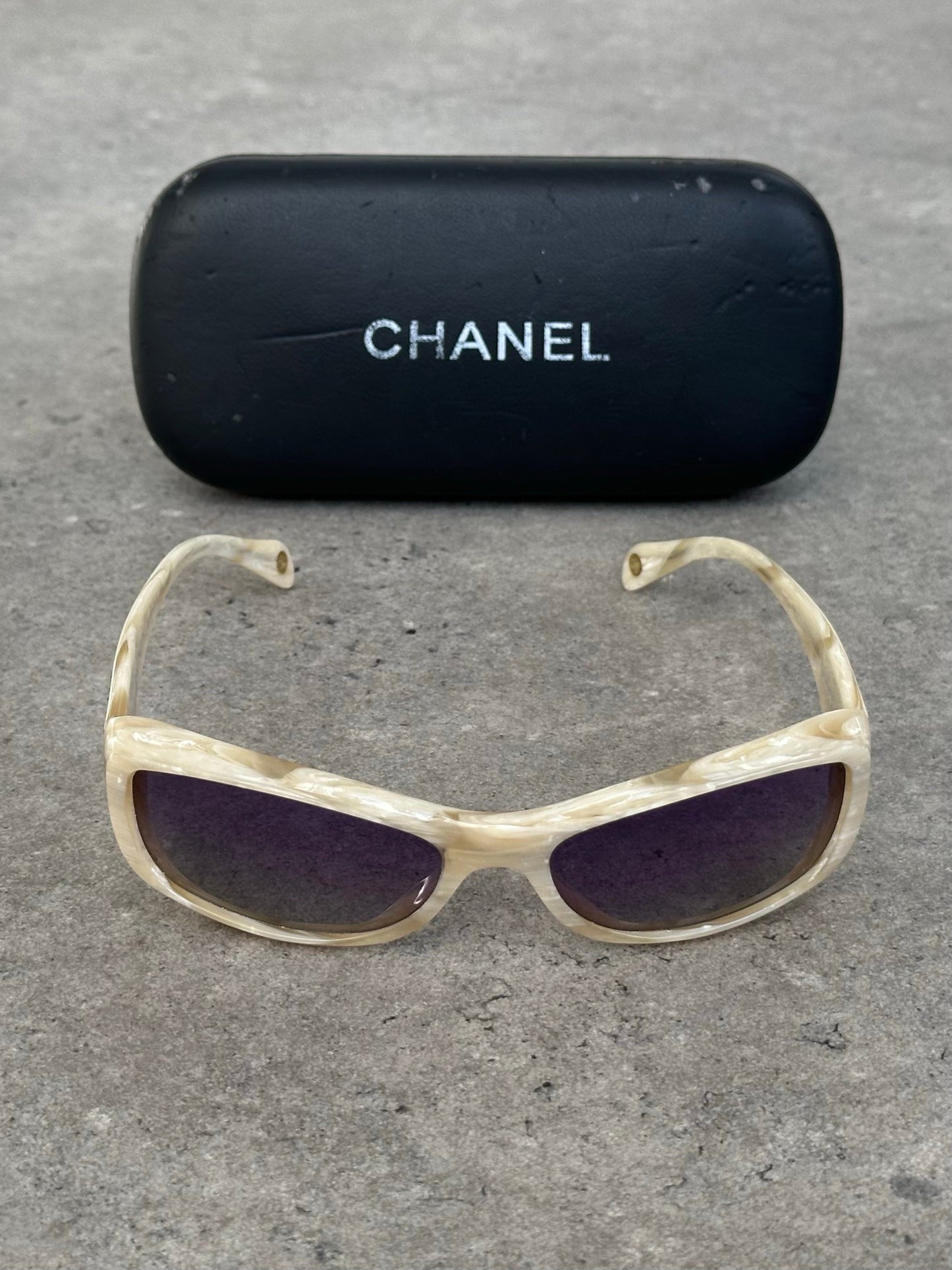 Chanel 2000s Marble Rectangle Sunglasses