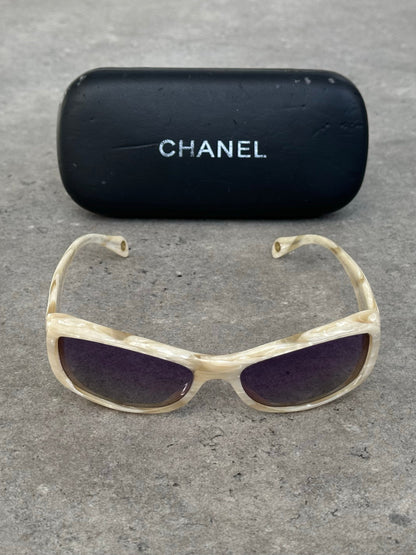 Chanel 2000s Marble Rectangle Sunglasses