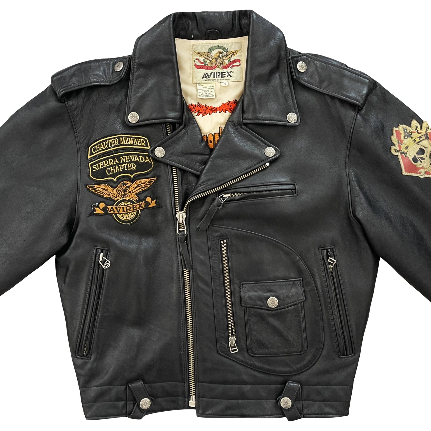 Avirex Leather Biker Motorcycle Jacket - S
