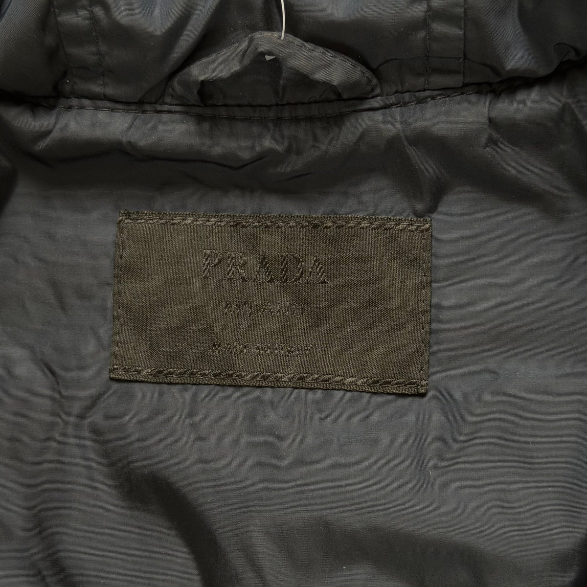 2000s prada mainline iridescent hooded padded jacket | O/S, Navy