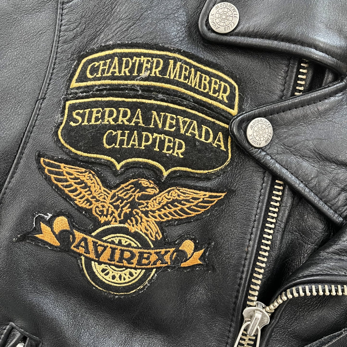 Avirex Leather Biker Motorcycle Jacket - S
