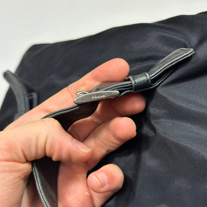 Prada 00’s Nylon + Leather Plaque Logo Shoulder Bag