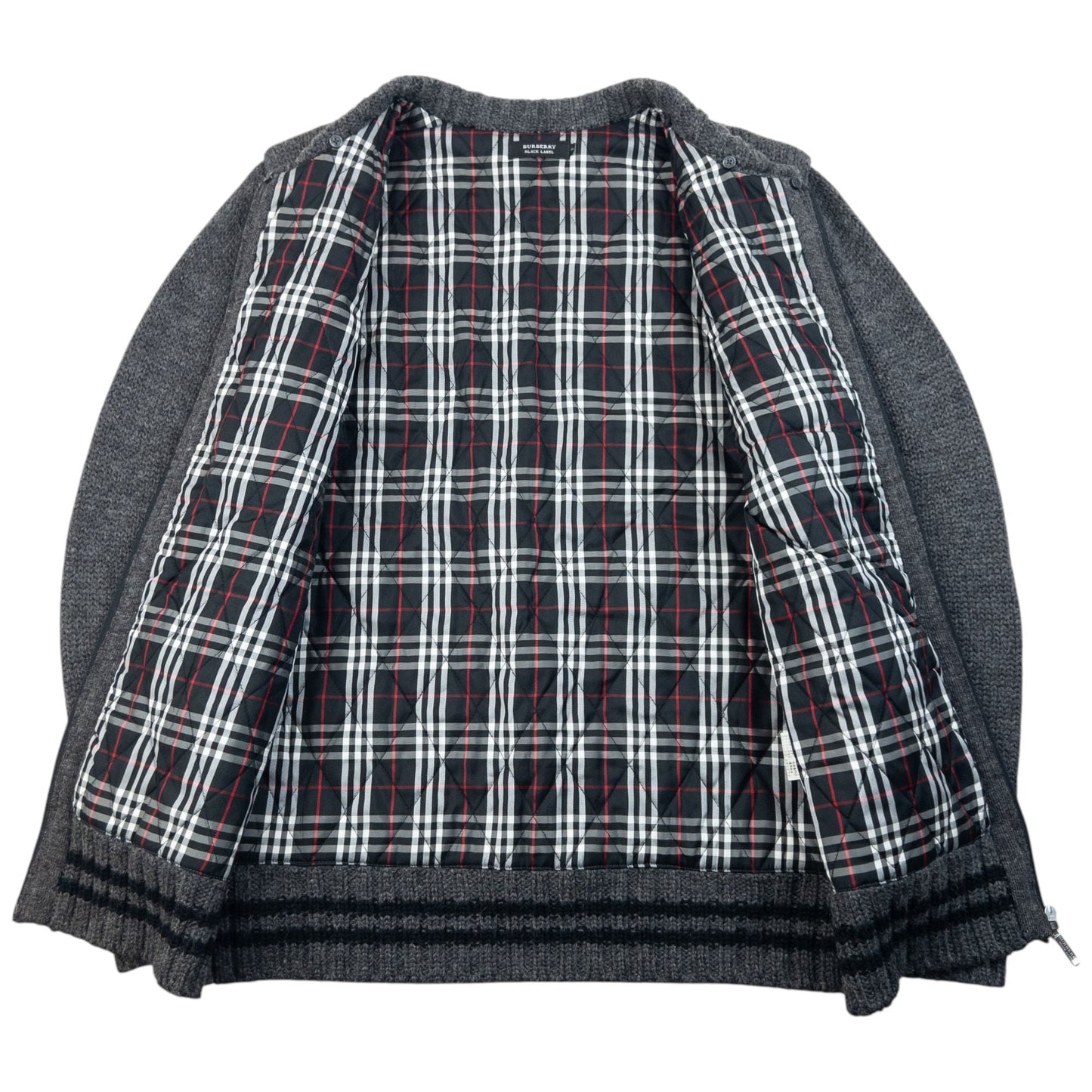Vintage 2000s Burberry Black Label Nova Check Lined Wool Knit Jacket Size S | Small, Multicoloured