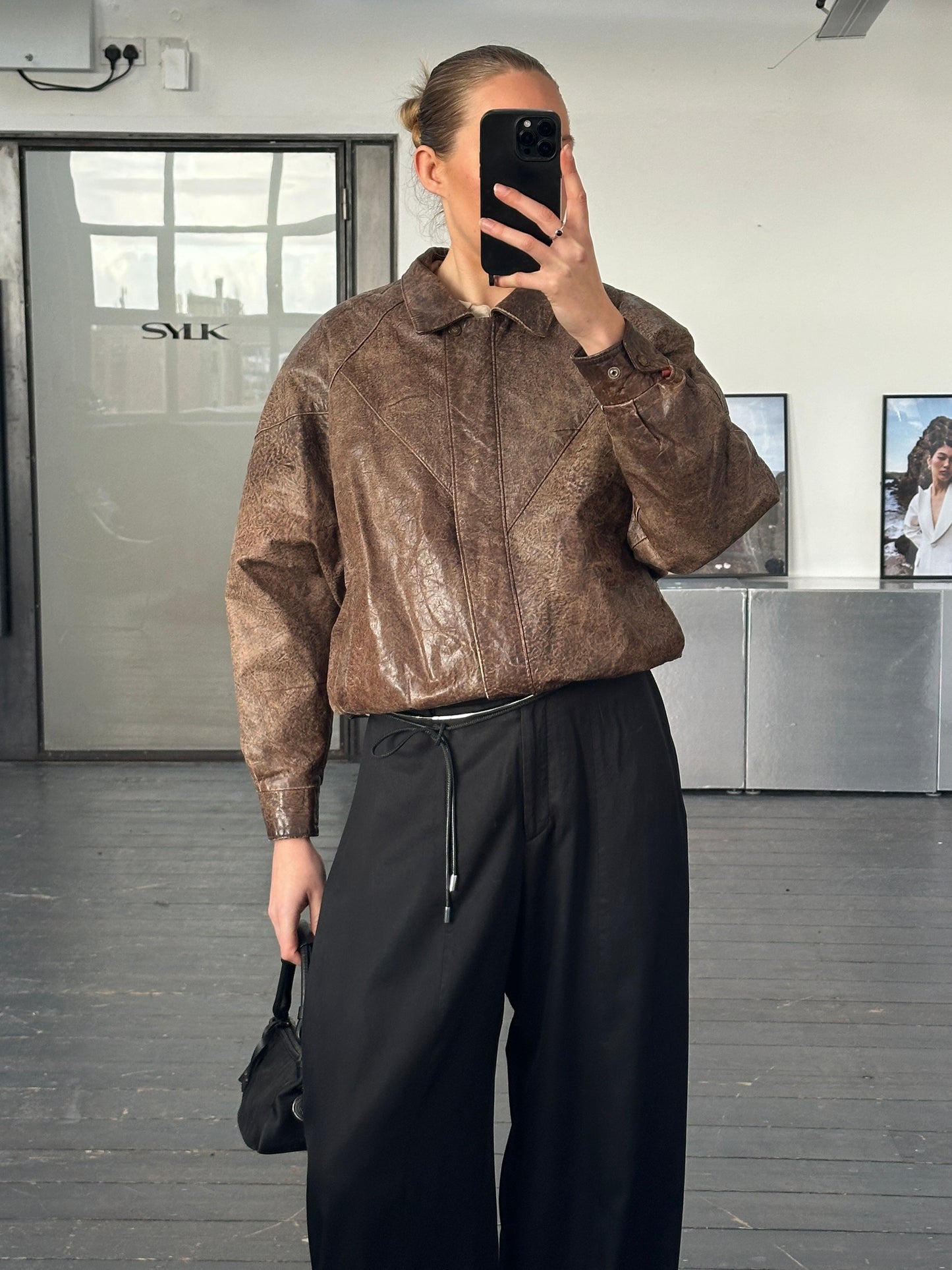 Vintage 1980s Aged Leather Jacket - S