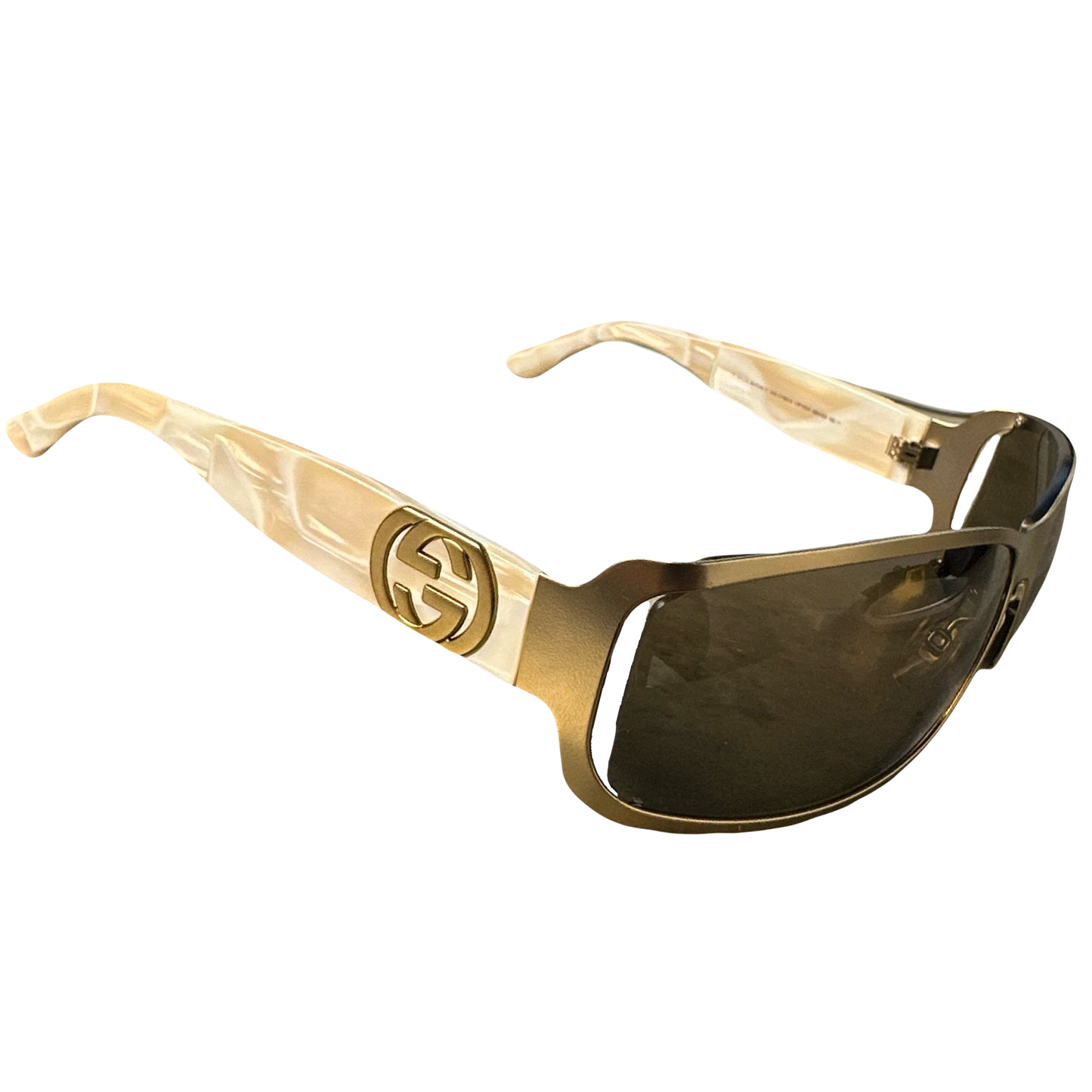 Gucci Sunglasses In Marble White & Gold