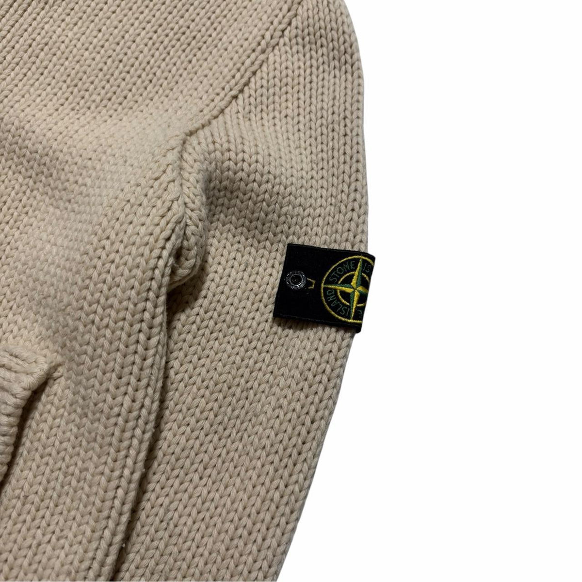 Stone Island Heavy Knit Zip Up | Medium, Beige