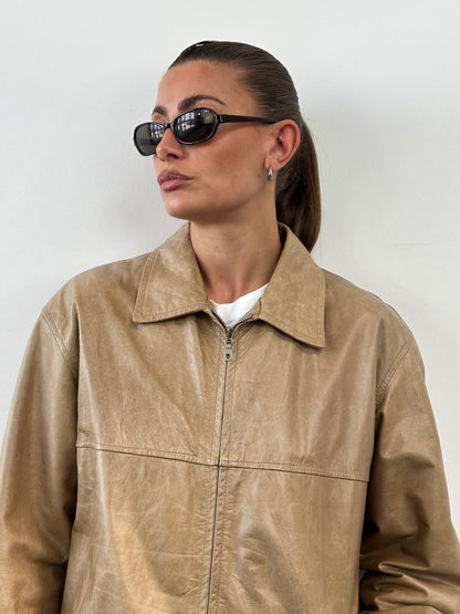 Italian Vintage Minimal Leather Jacket - L