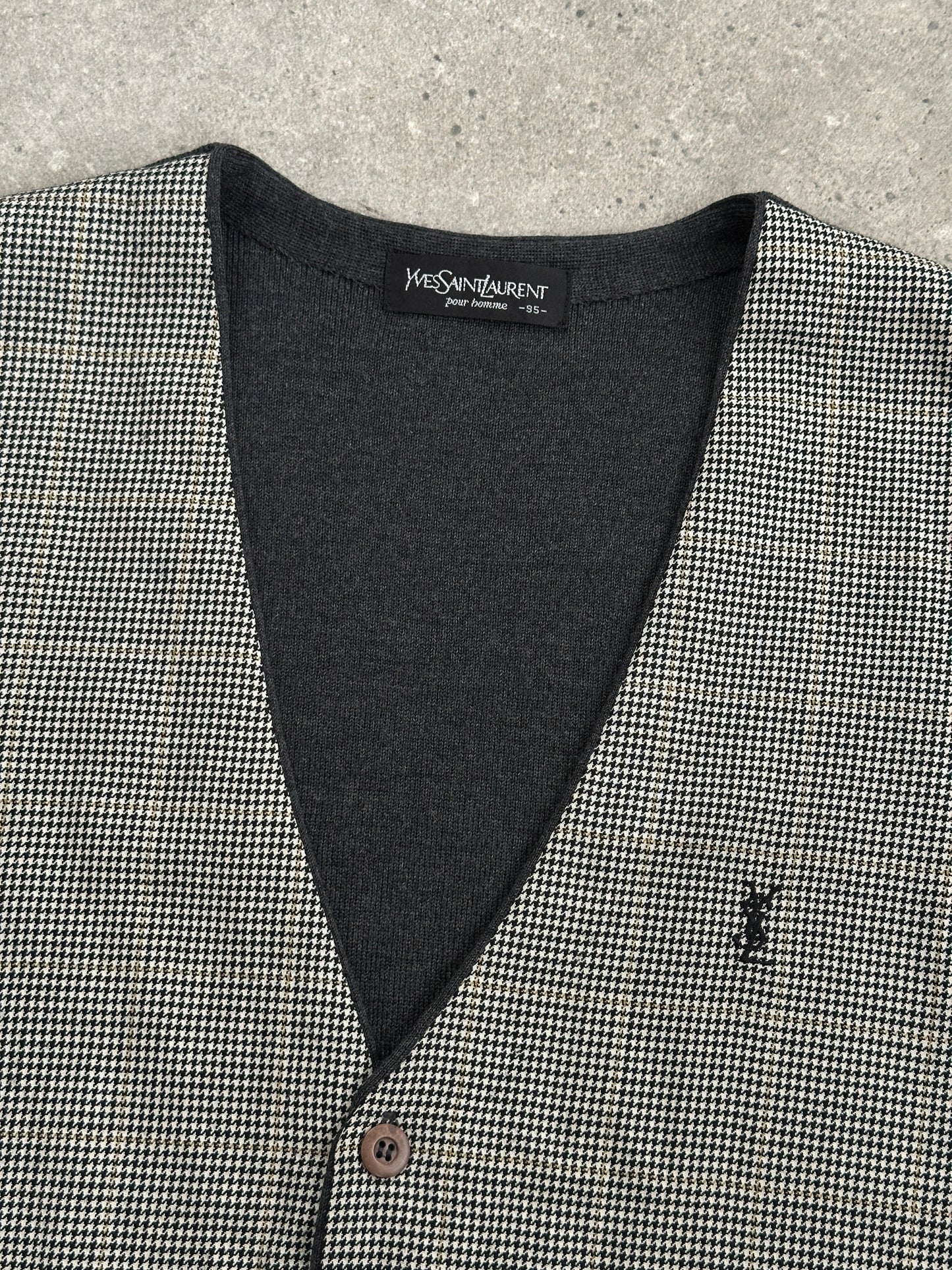 Yves Saint Laurent Pour Homme 1990s Wool Check Waistcoat - S-M