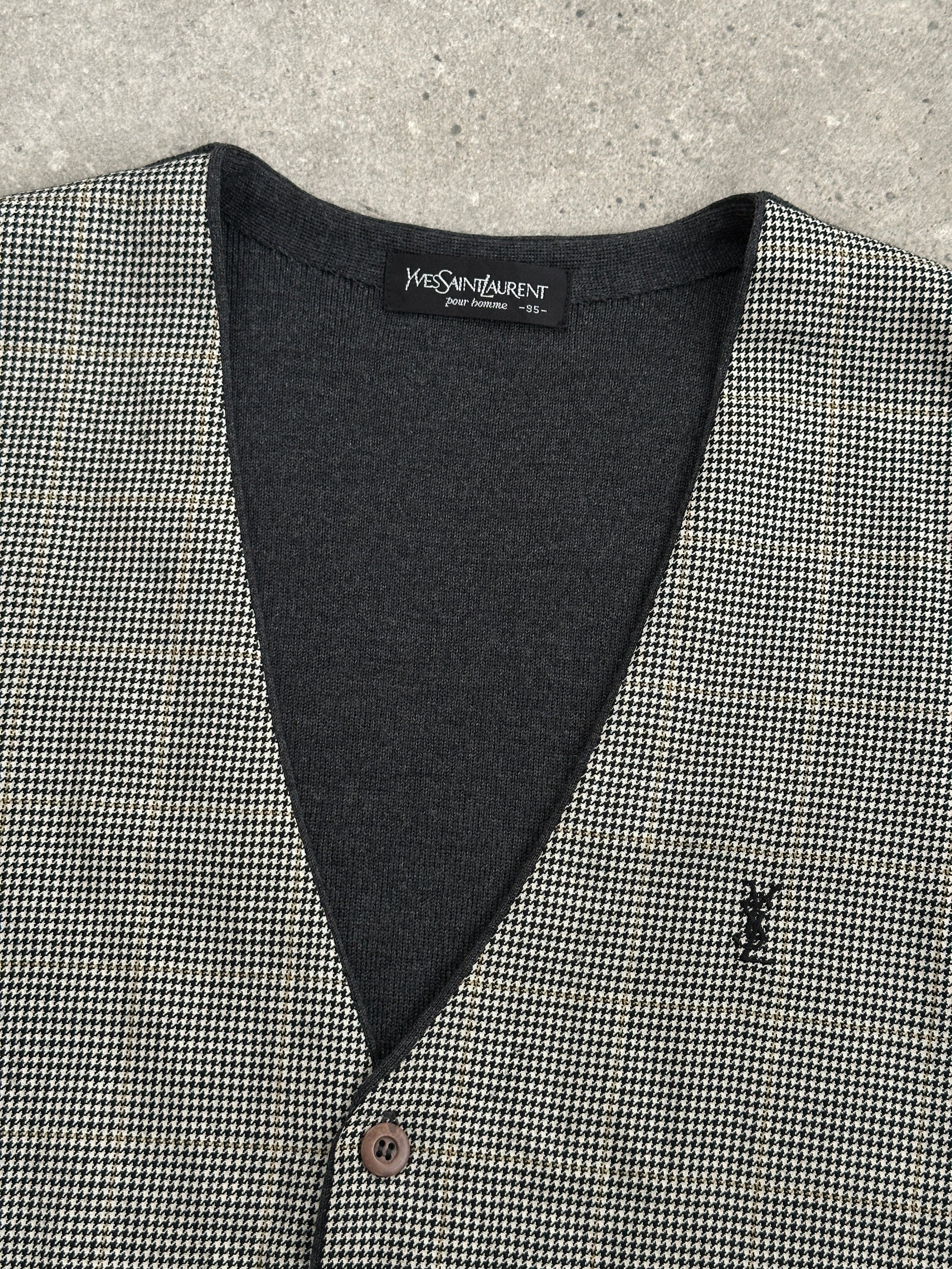 Yves Saint Laurent Pour Homme 1990s Wool Check Waistcoat - S-M