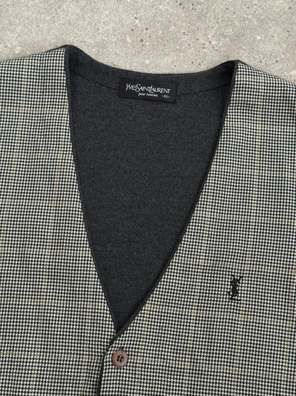 Yves Saint Laurent Pour Homme 1990s Wool Check Waistcoat - S-M