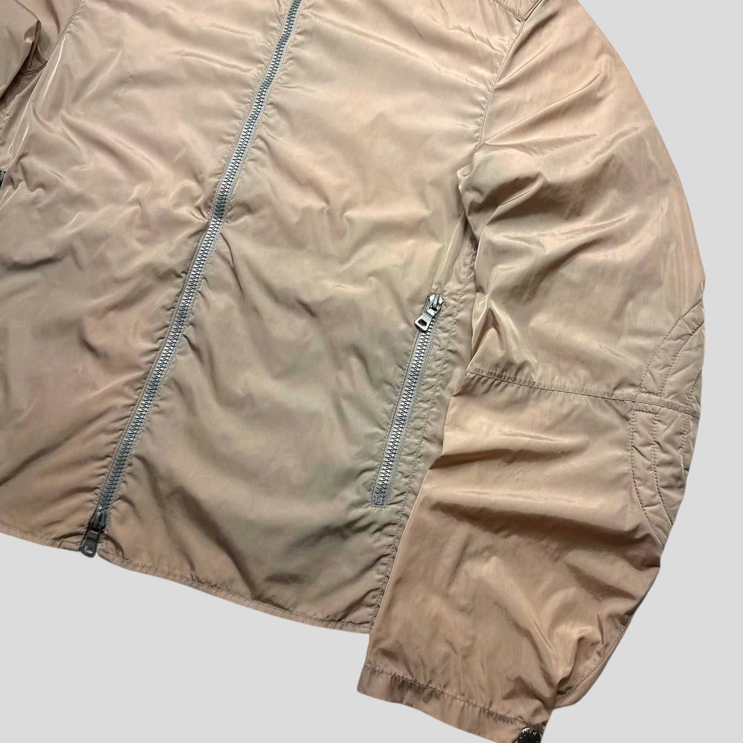 Prada Sport SS00 Champagne Nylon Moto Detailed Jacket - IT52