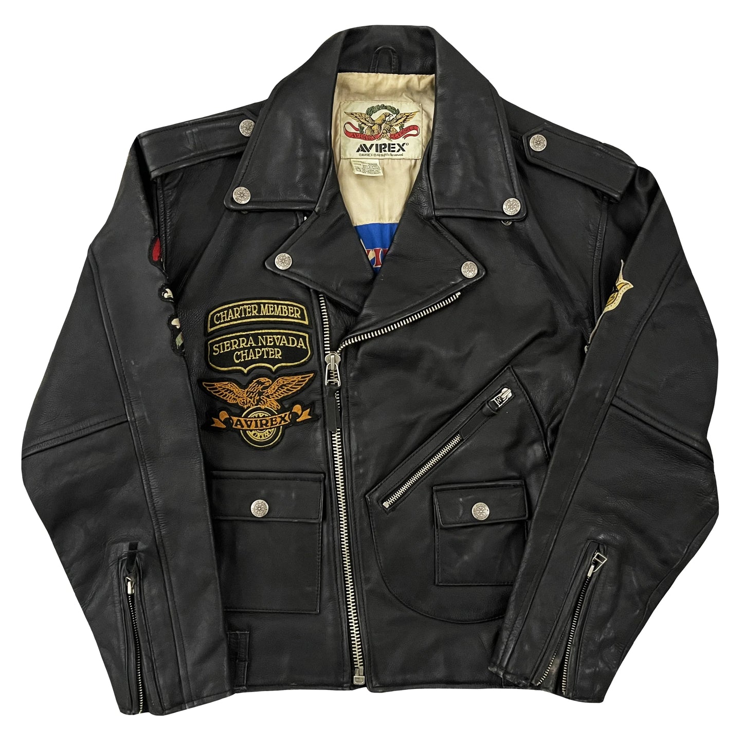 Avirex Cold War Leather Biker Motorcycle Jacket - S