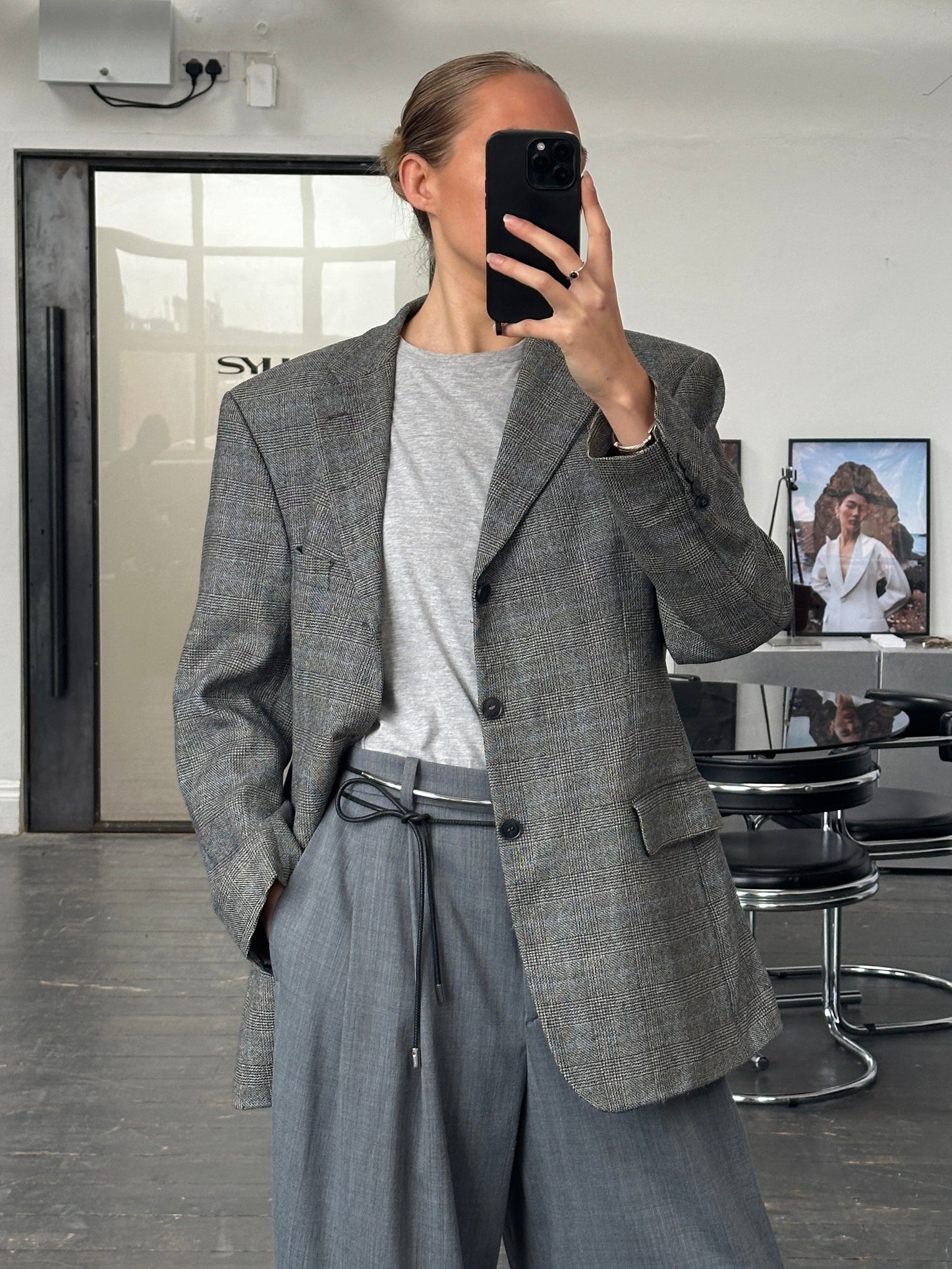 Yves Saint Laurent Pour Homme 1990s Pure Wool Check Blazer - 40R/L