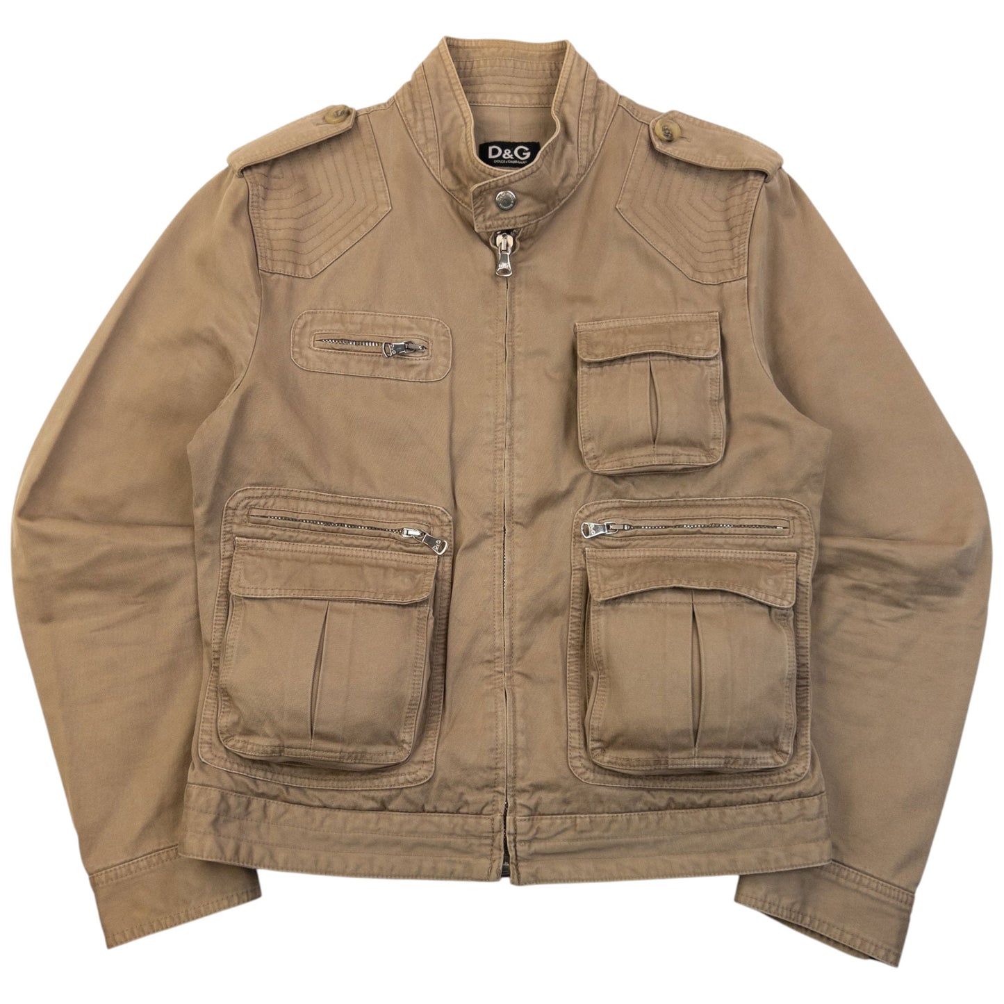 Vintage 2000s Dolce & Gabbana Multi Pocket Cargo Jacket Size S | Small, Beige