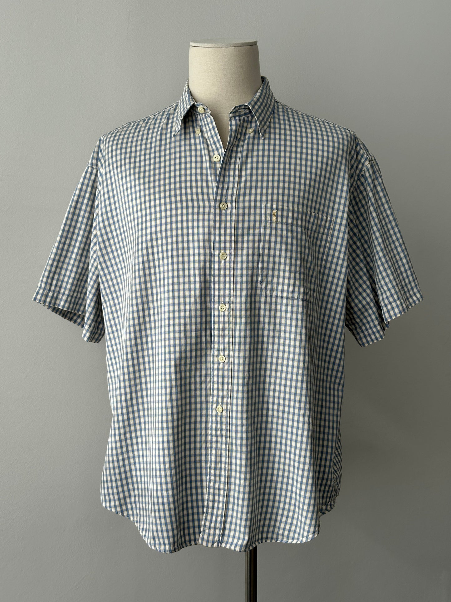 Yves Saint Laurent Pour Homme 1990s Check Short Sleeve Shirt - XXL