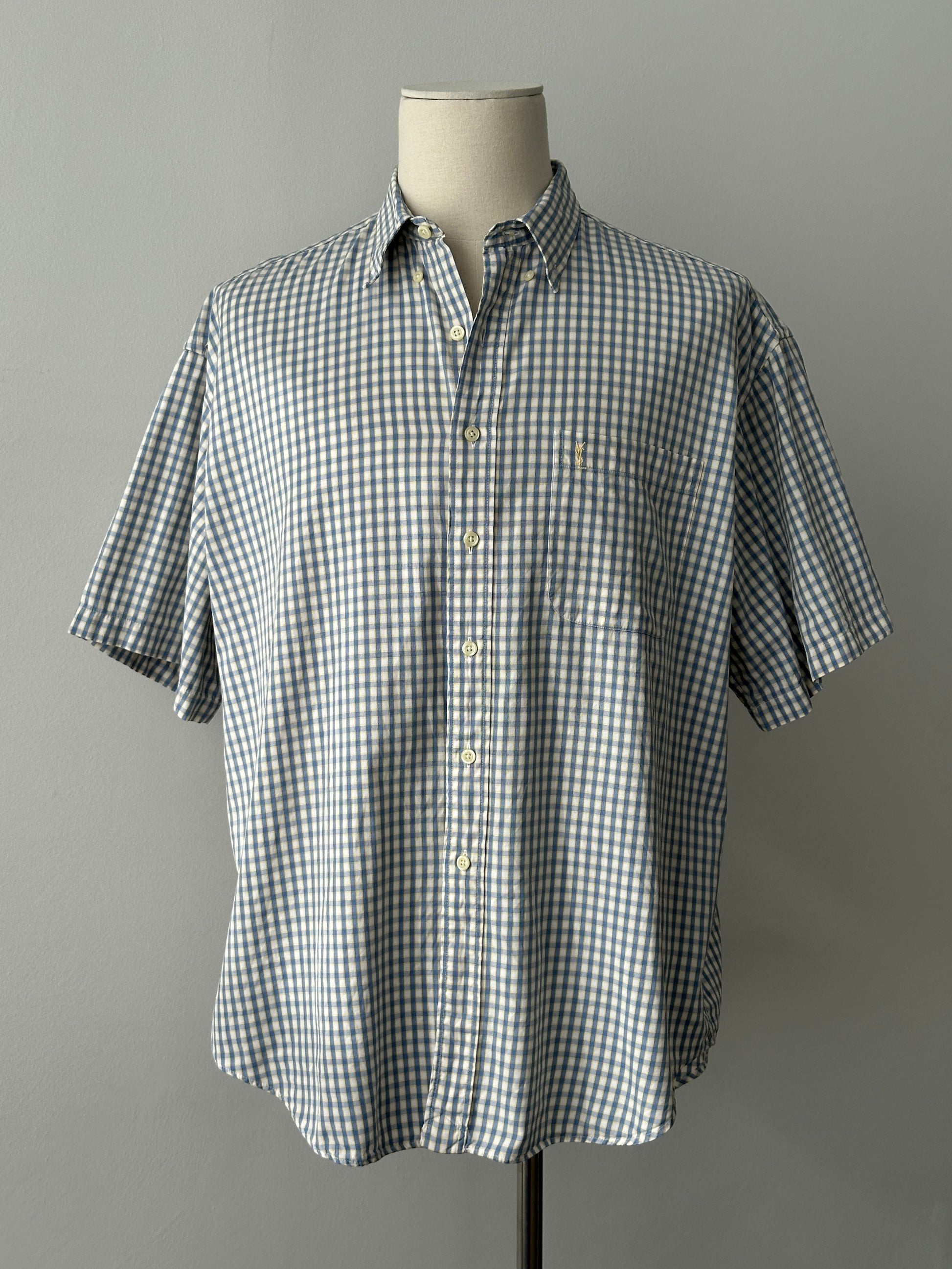 Yves Saint Laurent Pour Homme 1990s Check Short Sleeve Shirt - XXL