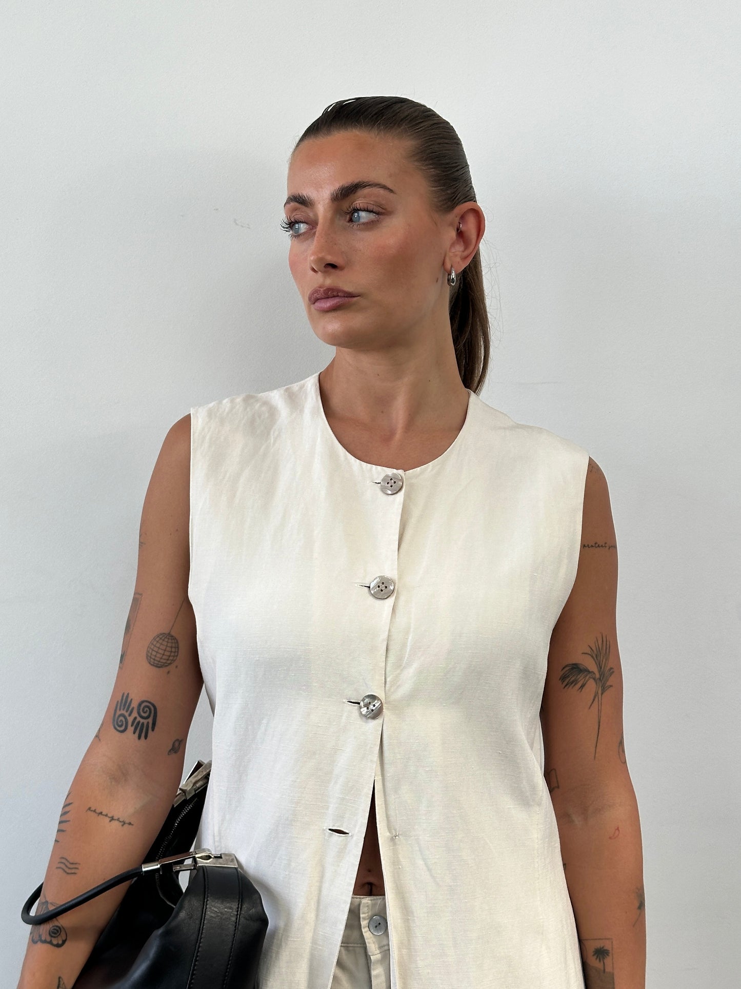 Laura Ashley Silk Linen Waistcoat - L