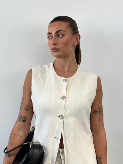 Laura Ashley Silk Linen Waistcoat - L