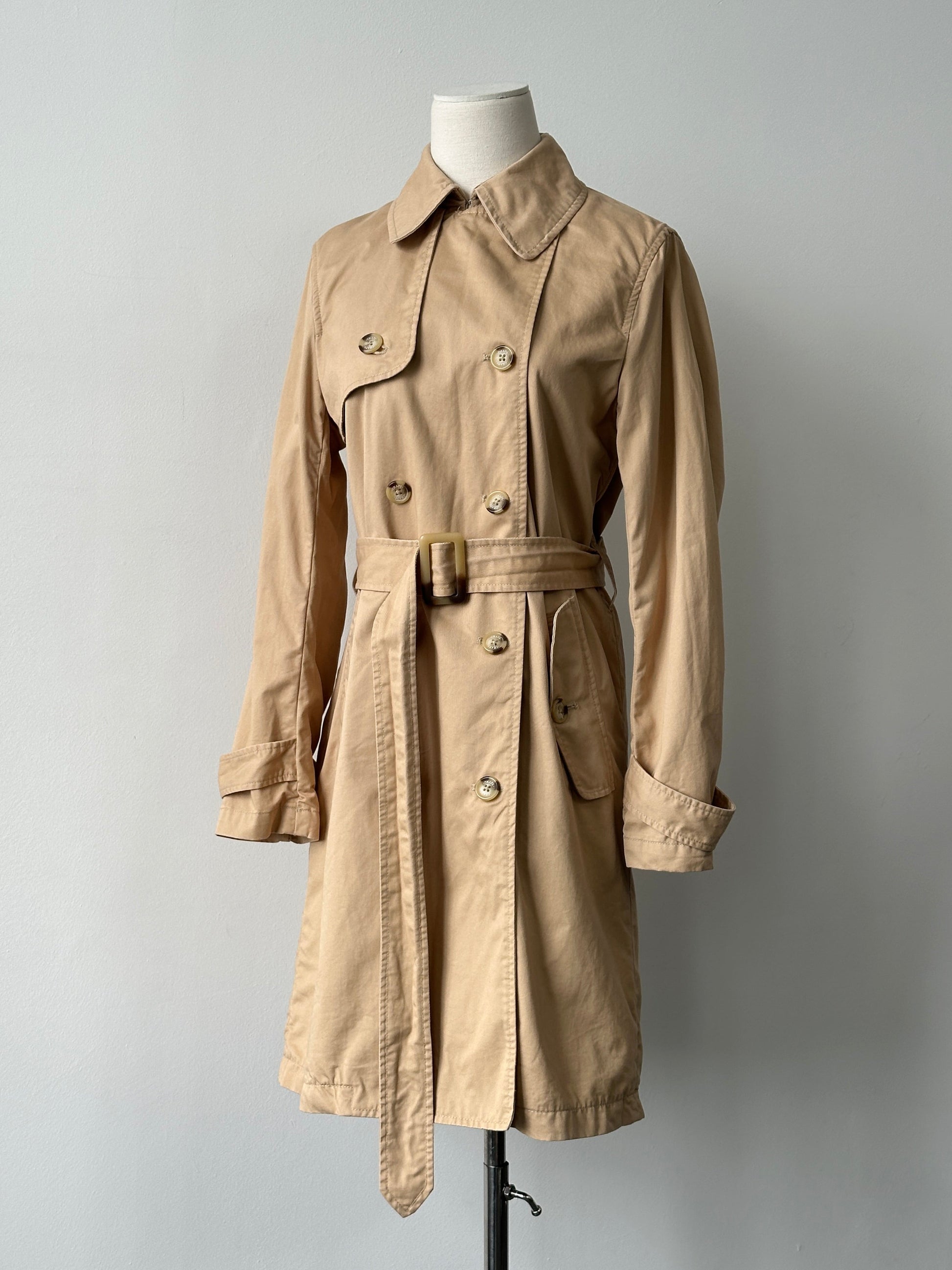 Chaps 2000s Pure Cotton Double Breasted Belted Trench Coat - S