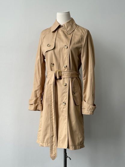 Chaps 2000s Pure Cotton Double Breasted Belted Trench Coat - S