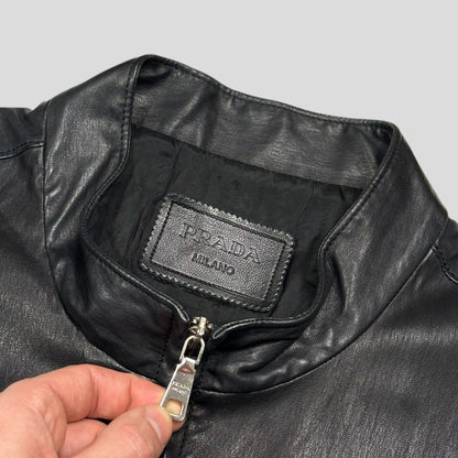 Prada Milano 2013 Lambskin Leather Biker Pocket Jacket - L