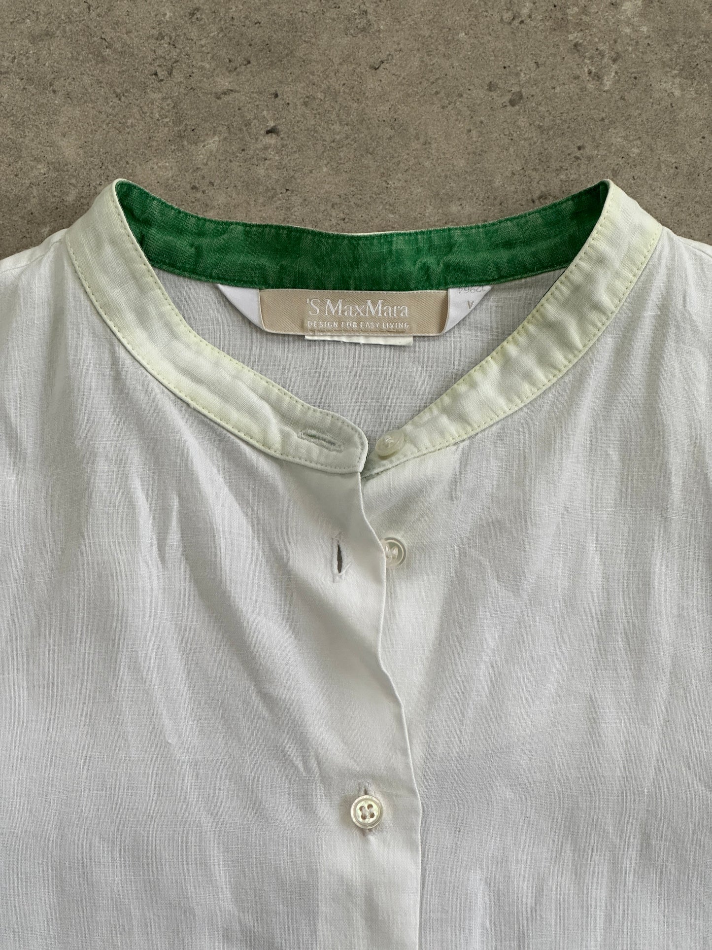 Max Mara ‘S Linen Cotton Mandarin Collar Shirt - M