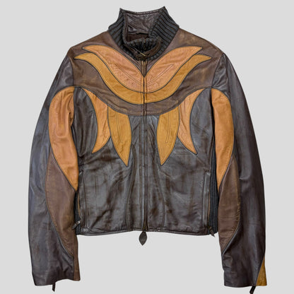 Roberto Cavalli Class 00’s Parrot Patchwork Leather Biker Jacket - M/L | O/S, Red