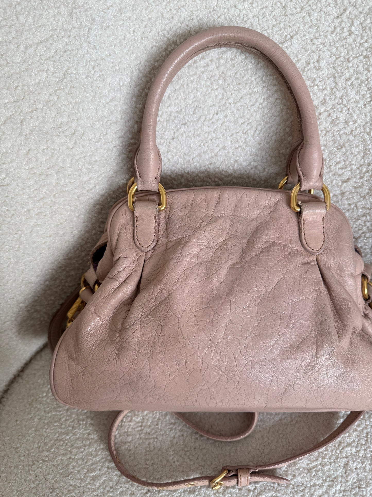 2010s Miu Miu Vitello Shine 2Way Charm Handbag | O/S, Gold