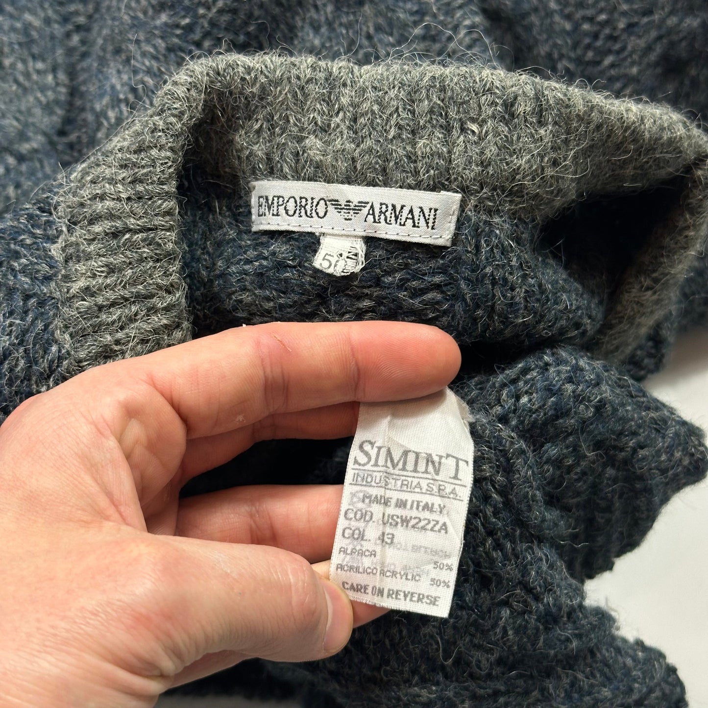 Emporio Armani 80’s Alpaca Wool Cable Knit Jumper - L