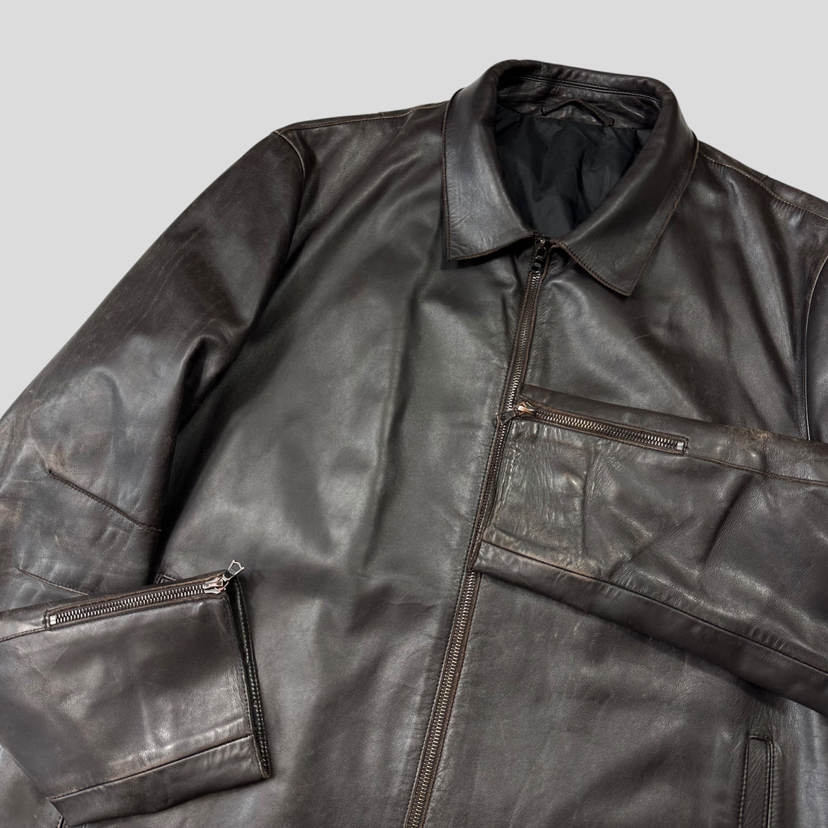 Neil Barrett AW00 Leather Moto Backpack Jacket - M/L | Large, Brown