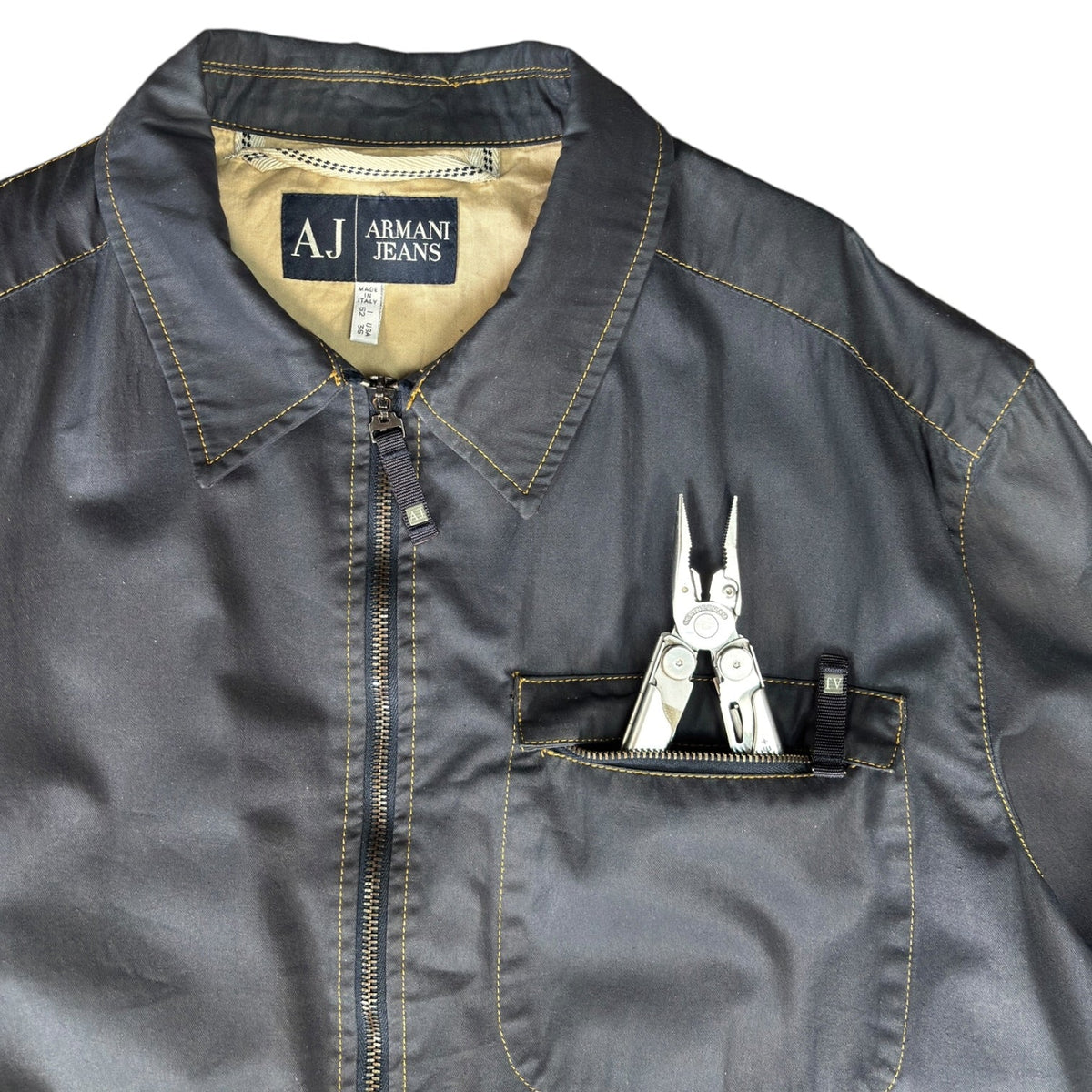 Armani Jeans 00’s Contrast Stitch Cropped Jacket L | Large, Black