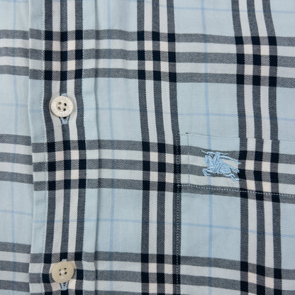 Vintage 2000s Burberry Nova Check Long Sleeve Button Up Shirt Size L | Large, Blue
