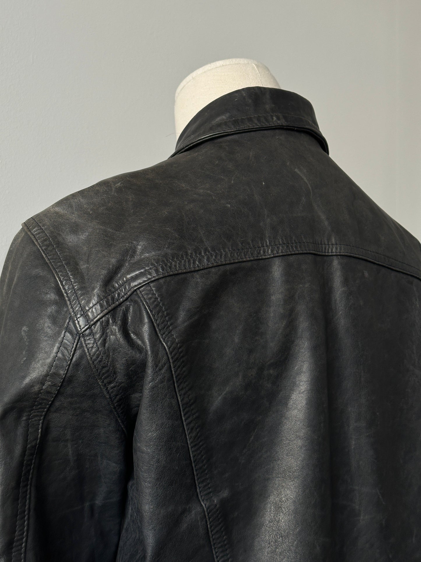 Versace Jeans Couture 2000s Bespoke Button Leather Jacket - S-M