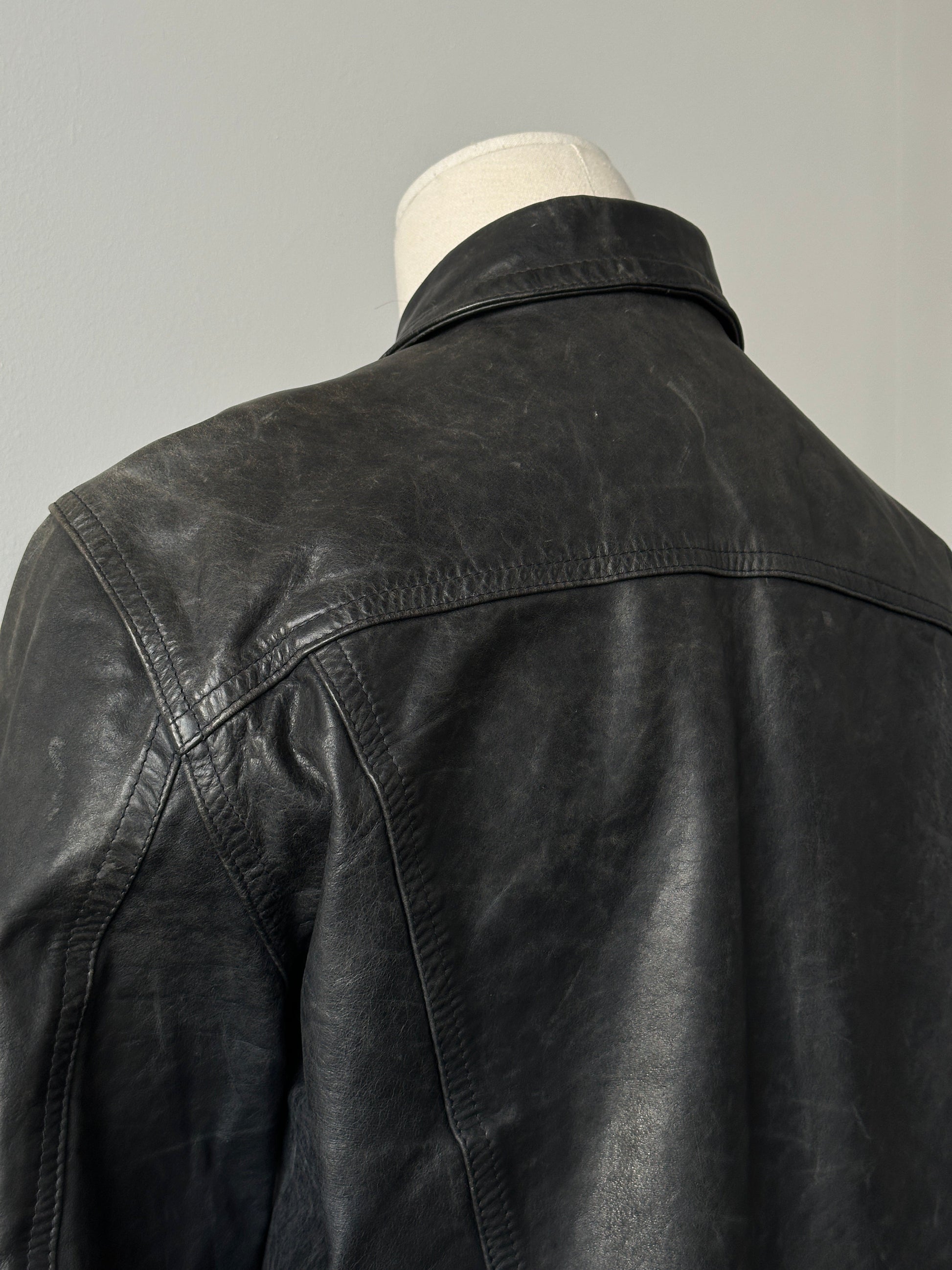 Versace Jeans Couture 2000s Bespoke Button Leather Jacket - S-M