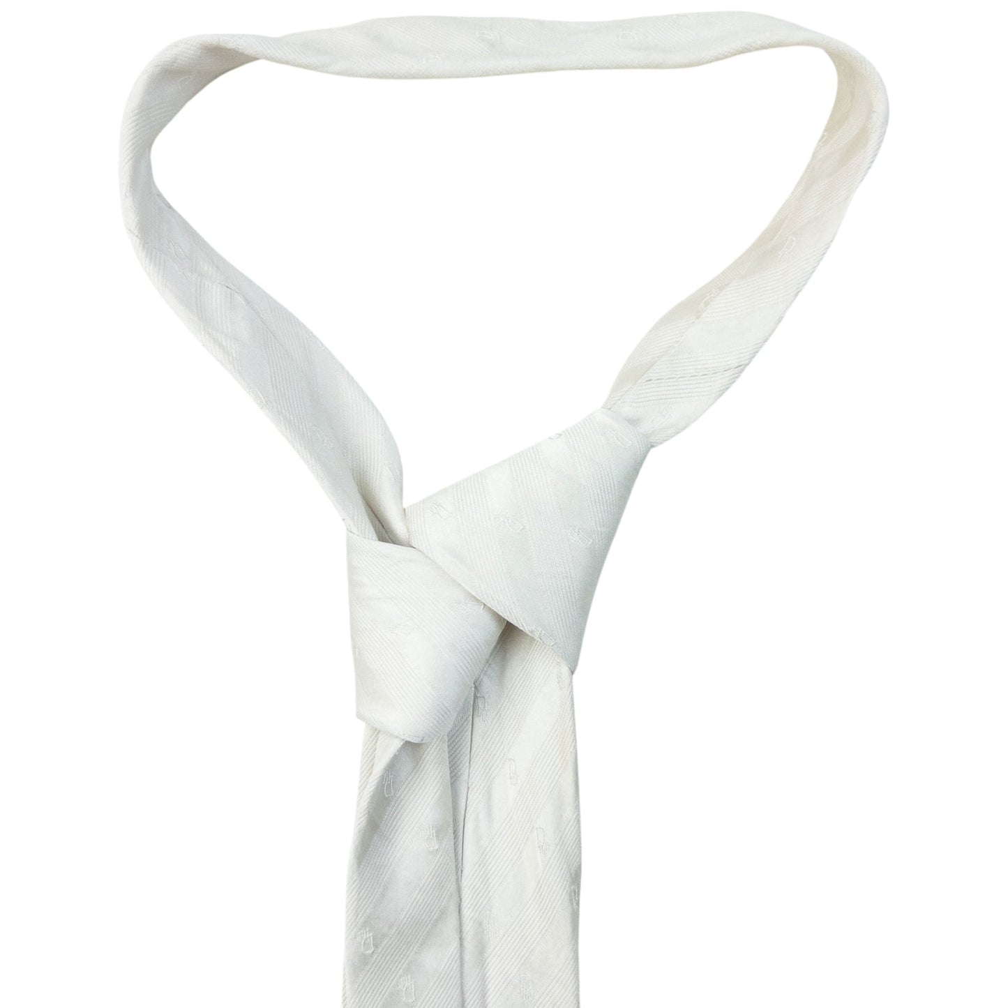 Vintage 90s Dior Monogram Stripe Silk Tie | O/S, White
