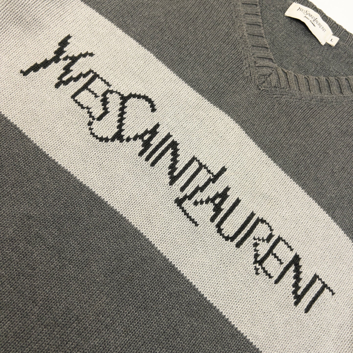 Vintage 2000s YSL Yves Saint Laurent Knit Jumper Size M | Medium, Grey