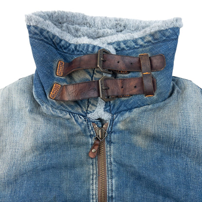 Vintage 2000s AVIREX Fur Lined Denim Jacket Size L | Large, Blue