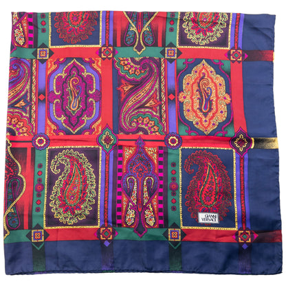 Vintage Gianni Versace Paisley Pattern Silk Scarf | O/S, Multicolour