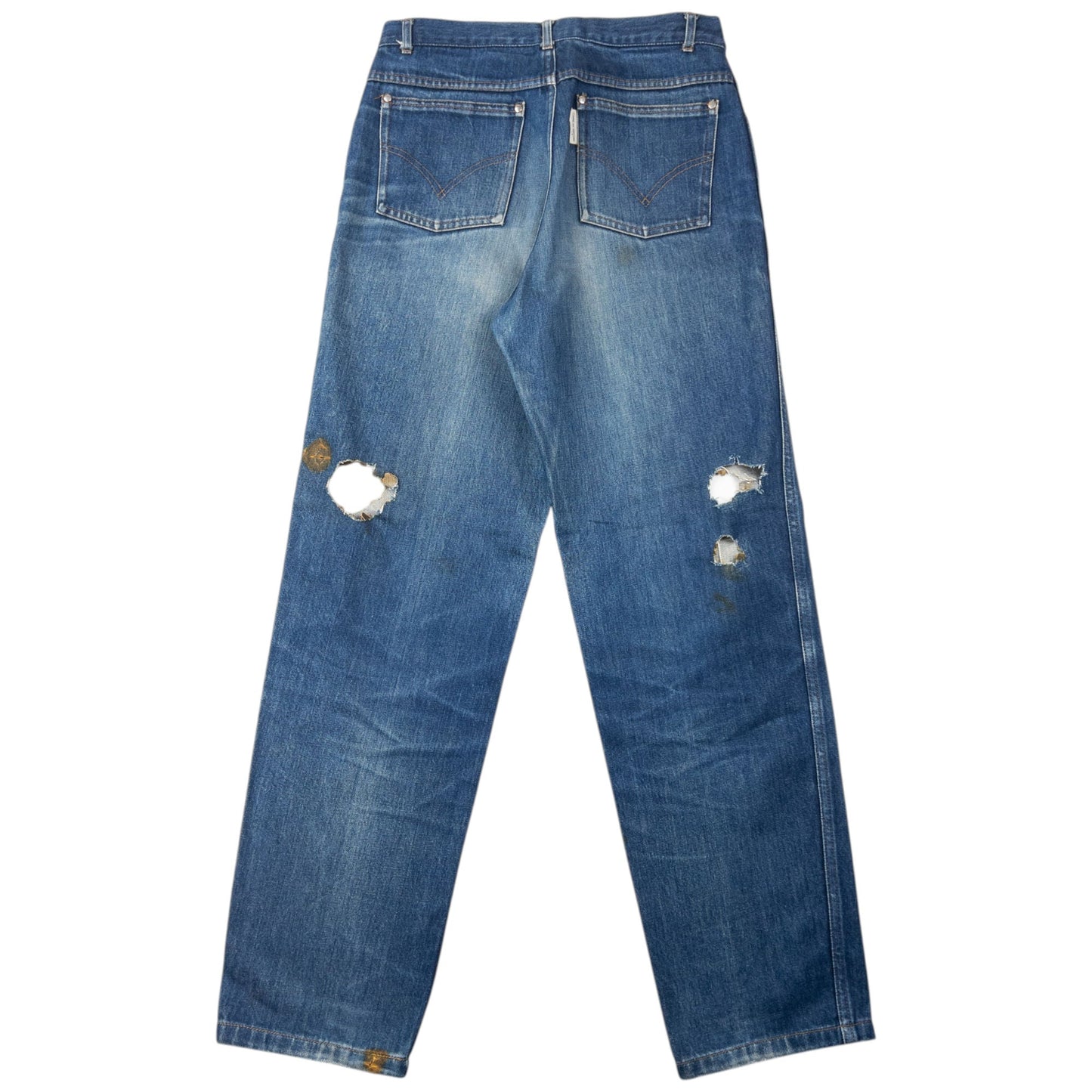 Vintage 90s Comme Des Garçons HOMME Distressed Denim Jeans Size W29 | W29, Blue