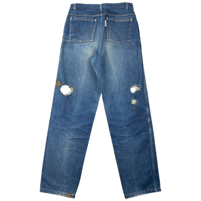 Vintage 90s Comme Des Garçons HOMME Distressed Denim Jeans Size W29 | W29, Blue