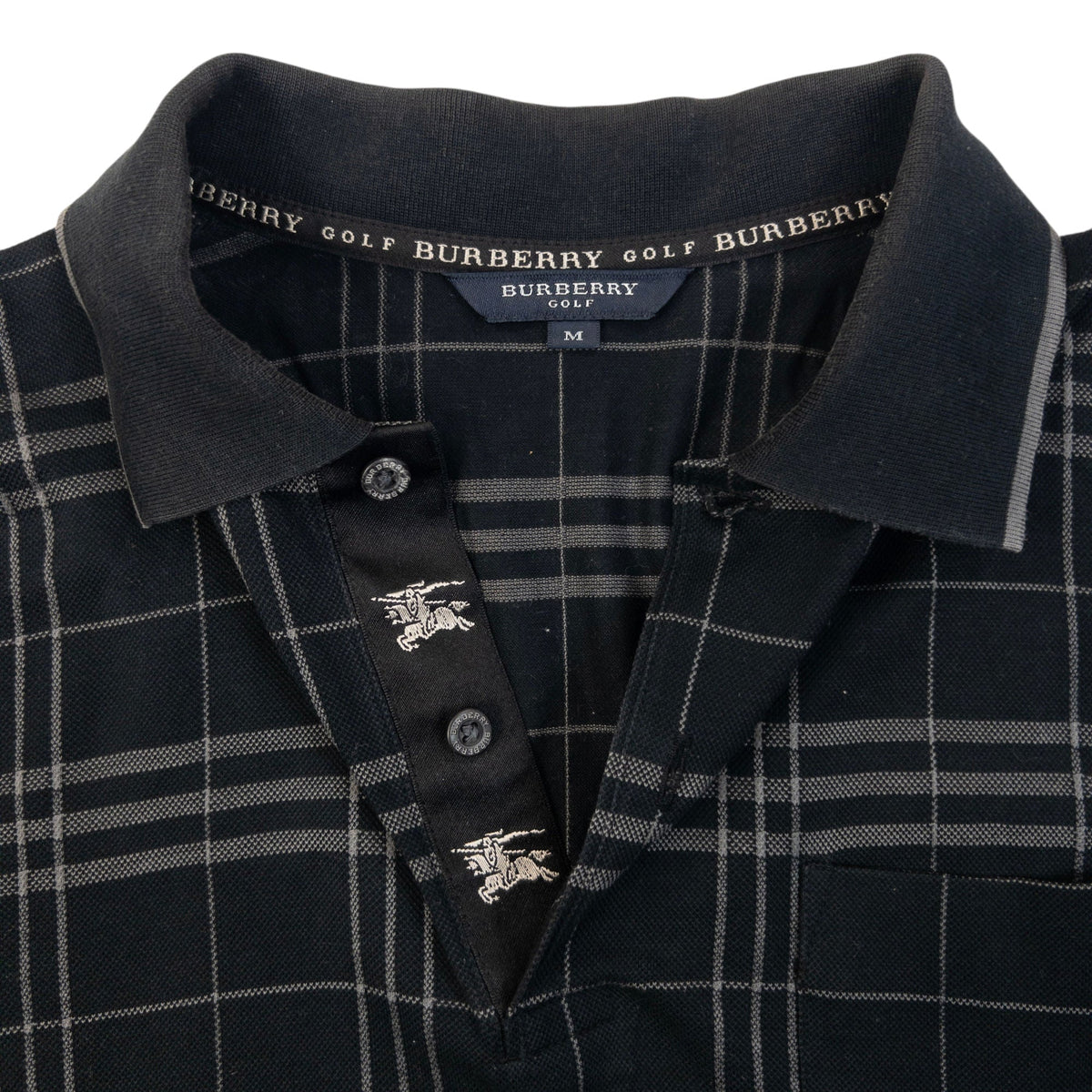 Vintage 2000s Burberry Golf Nova Check Polo Shirt Womens Size M | Medium, Black