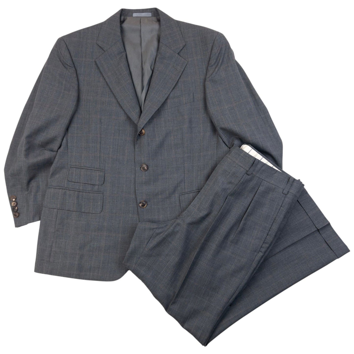 Vintage 2000s Burberry Checkered Jacket & Trousers Suit Set Size S | Small, Grey