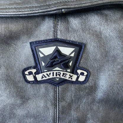 Avirex Spell Out Leather Varsity Jacket - L