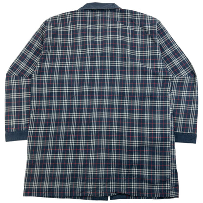 Vintage 90s Burberry Nova Check Long Sleeve Button Up Pyjama Shirt SizeM | Medium, Navy